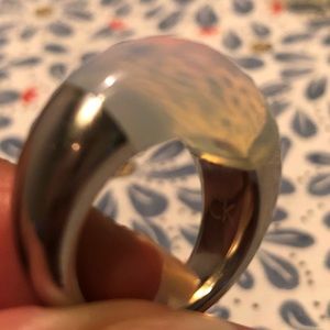 CALVIN KLEIN ELLIPSE MOONSTONE WHITE METAL RING